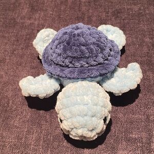 Handmade Crochet Plush Blue and Light Blue Sea Turtle Toy Amigurumi